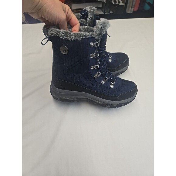 Skechers Women's Boots Size 6.5 Trego Winter Hiking Waterproof Blue Black Fur‎ - Picture 7 of 12